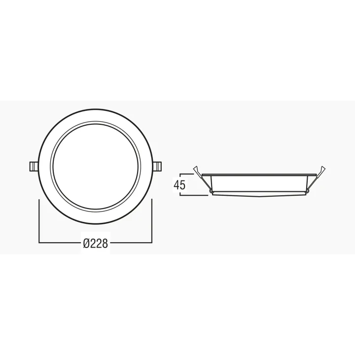 Plafonnier Downlight Horus 18W 8'' 3000K Ip54 Blanc Cutout 200-210Mm
