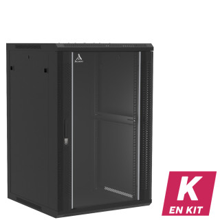 COFFRET MURAL EN KIT PORTE VERRE 18U 600X600X901 LIGNE 100*