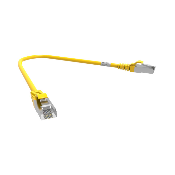 CORDON RJ45 CAT6A SFTP 100 OHMS LSOH SURMOULE JAUNE LG 0,30M