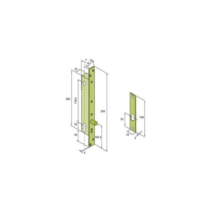 Electroverrou De Sécurité Pour Porte Simple-Axe 35Mm