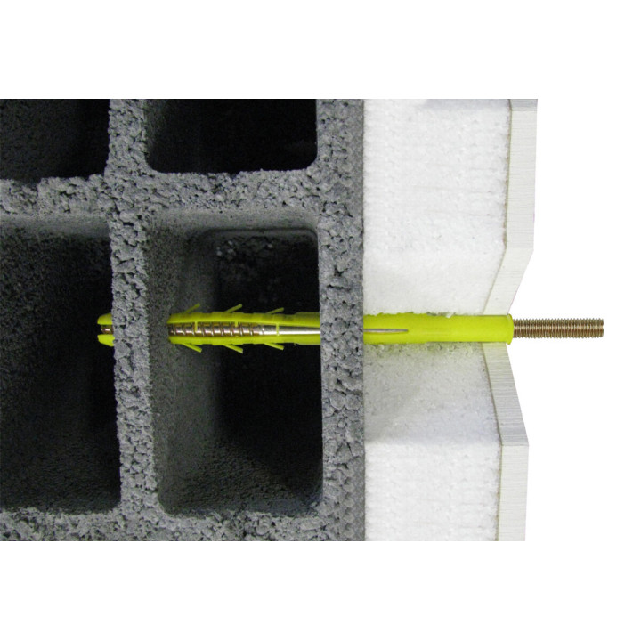 Cheville radiateur pour doublage plaque de plâtre + isolant M8 Diam 12X200Mm À L'Unité