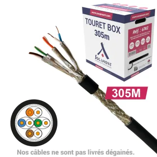 Câble Réseau Cuivre Cat6A Sftp, Paires 1X4, En Touret Box : Longueur : 305M