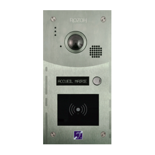 Interphone 1 bouton+lecteur de badges mains-libres-conforme ERP-