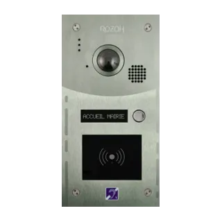 Interphone 1 bouton+lecteur de badges mains-libres-conforme ERP-