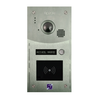 Interphone 2 boutons avec clavier codé +lecteur de badges mains-