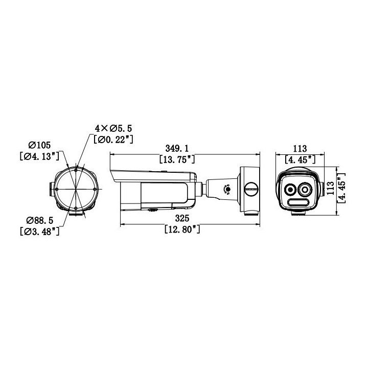 HM-TD2618-3/G0/T1A Bullet Bi-Spectrum 160x120-3mm +5MP-4.3mm,PoE