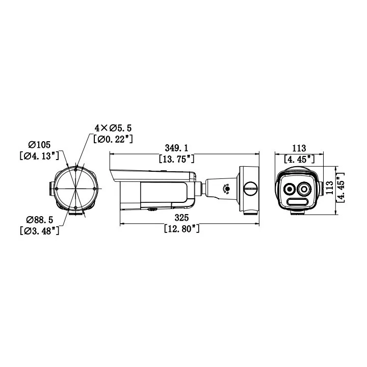 Hm-Td2618-3/G0/T1A Caméra Bullet Bi-Spectrum 160X120-3Mm +5Mp-4.3Mm,Poe