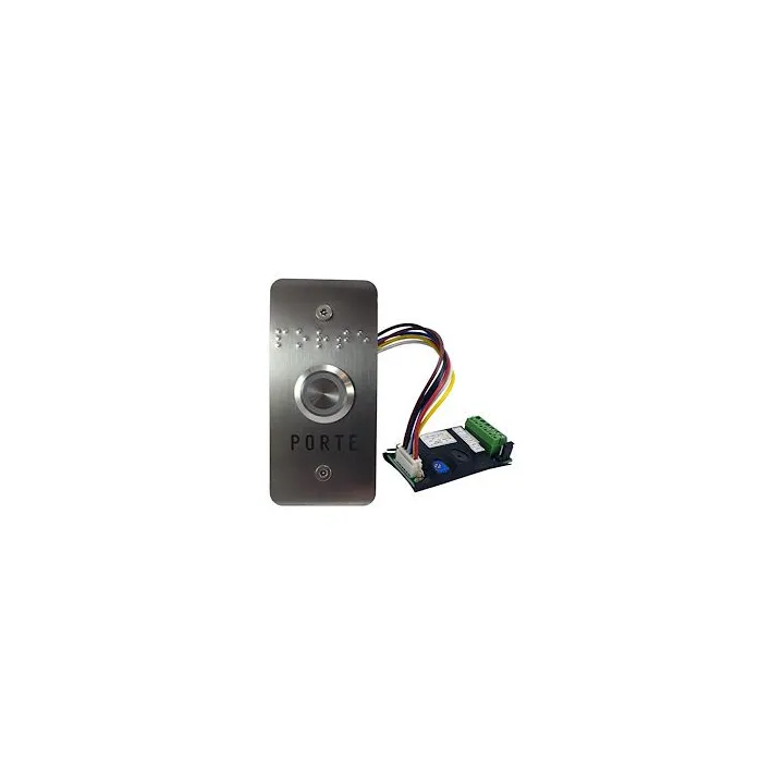 Bouton De Sortie No(Temp.)/Nf Éclairé Pmr Avec Façade Inox 40X85 Mm