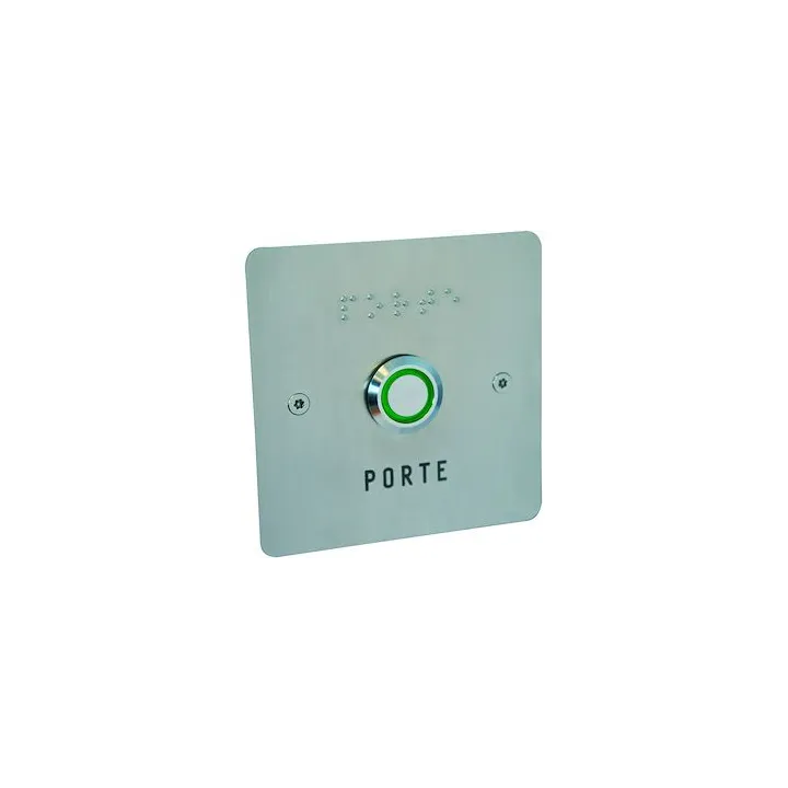 Bouton De Sortie No(Temp.)/Nf Éclairé Pmr Avec Façade Inox 85X85 Mm