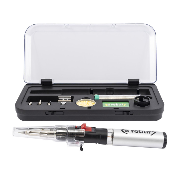Kit Fer À Souder À Gaz, 90/150W, 5 Pannes, Support, Éponge Et Coffret