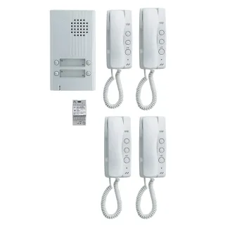 Kit Audio 4 Bp, 4 Combinés Et 1 Alimentation (Da4Ds+4Xda1Md+Pt1211Dr), 2 Fils Intégral