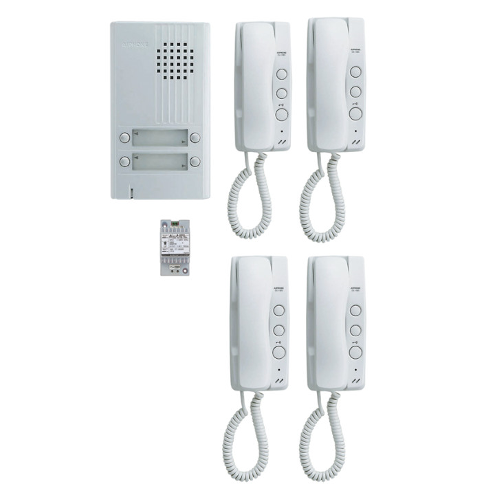 Kit Audio 4 Bp, 4 Combinés Et 1 Alimentation (Da4Ds+4Xda1Md+Pt1211Dr), 2 Fils Intégral