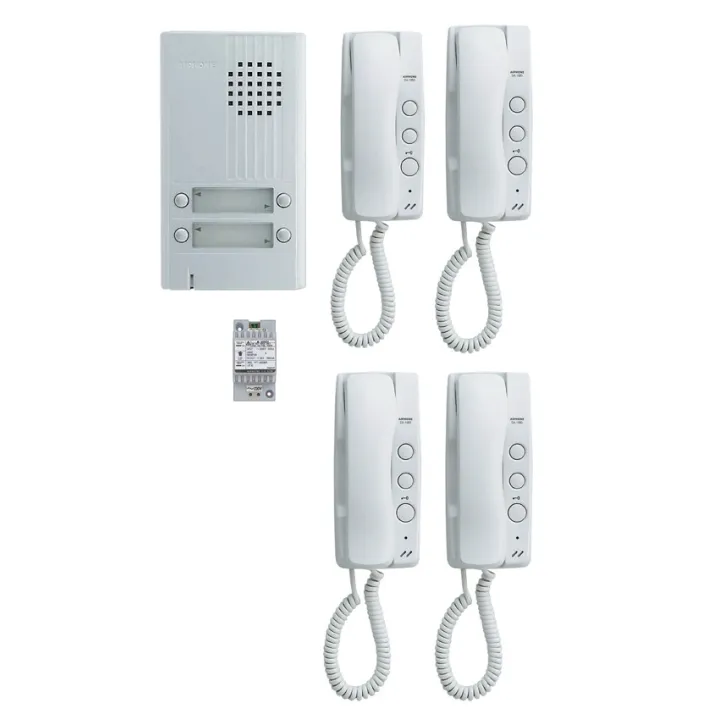 Kit Audio 4 Bp, 4 Combinés Et 1 Alimentation (Da4Ds+4Xda1Md+Pt1211Dr), 2 Fils Intégral