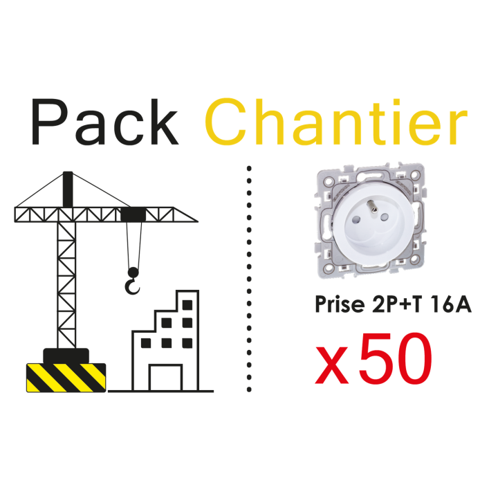 Square Lot 50 Prises 2P+T Puits Blc "Top Chantier"