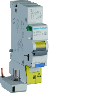 Bloc différentiel 25A 30mA 1P+N type F à bornes décalées