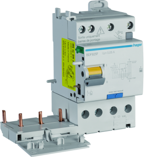 Bloc différentiel double sortie 25A 30mA 3P+N type F à bornes décalées