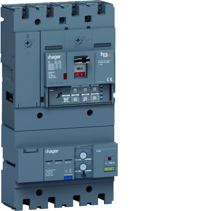 Disjoncteur Boîtier Moulé + Diff H3+ P250 Lsi Ab 4P4D In160A Icu25Ka À Plage