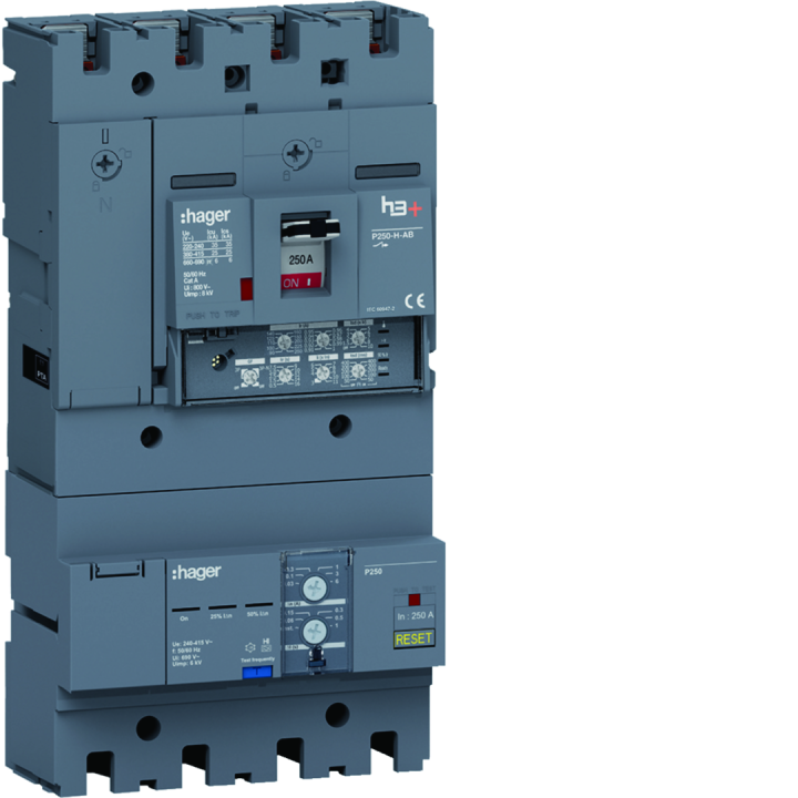 Disjoncteur Boîtier Moulé + Diff H3+ P250 Lsi Ab 4P4D In250A Icu25Ka À Plage
