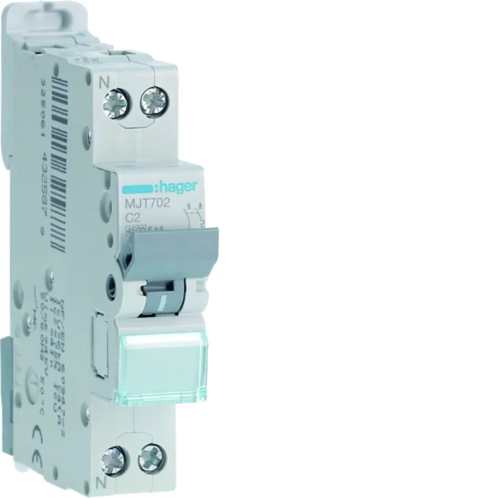 Disjoncteur 1P+N 45-6Ka Courbe C - 2A 1 Module