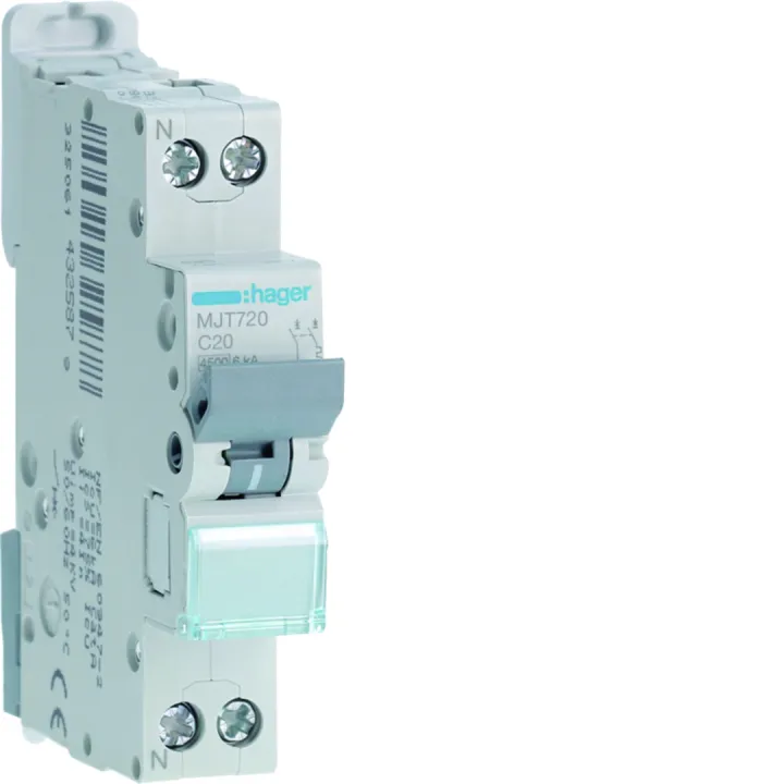 Disjoncteur 1P+N 45-6Ka Courbe C - 20A 1 Module