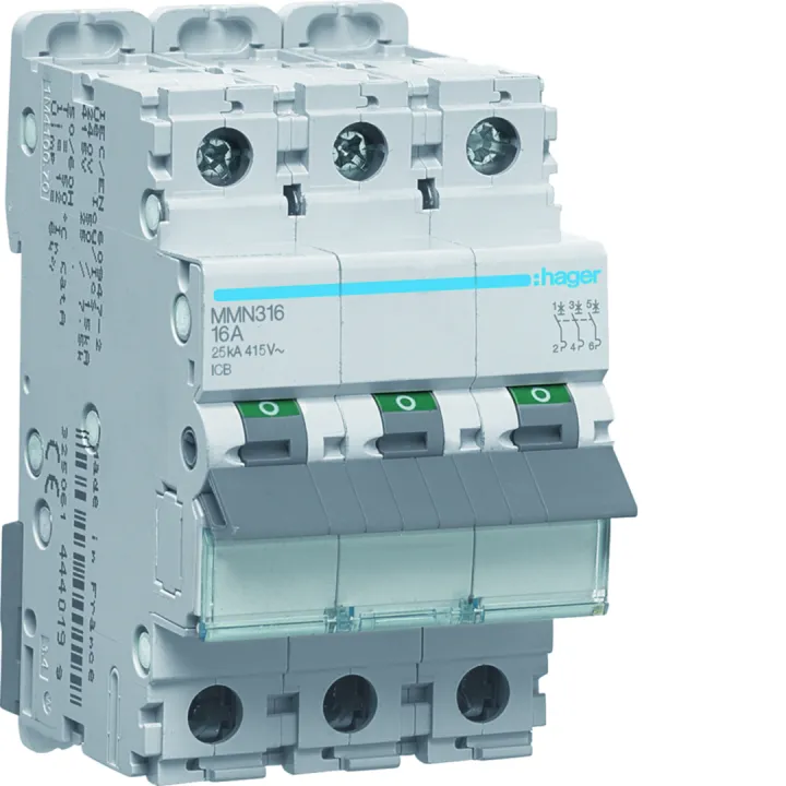 Disjoncteur Magnétique 3P 20Ka 16A 3 Modules