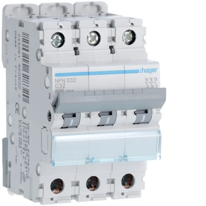 Disjoncteur 3P 6-10Ka Courbe C - 32A 3 Module