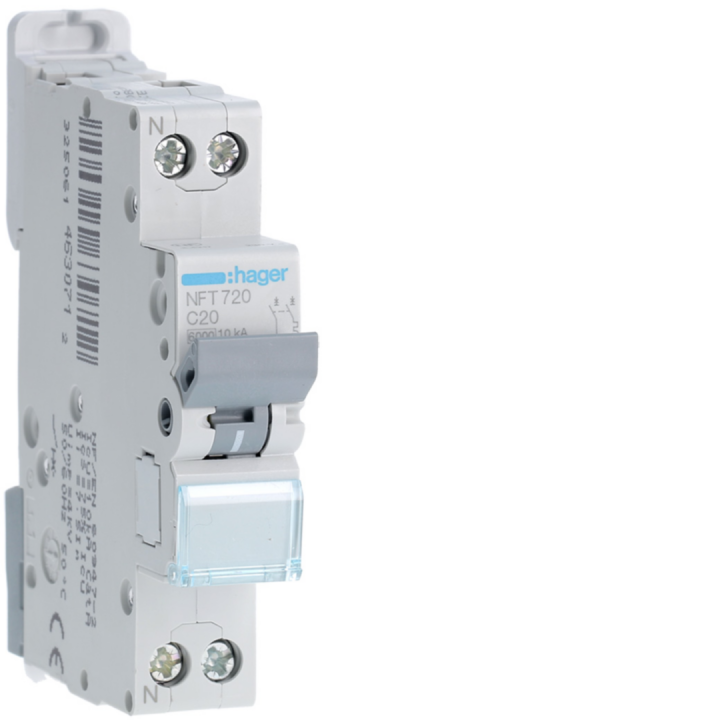 Disjoncteur 1P+N 6-10Ka Courbe C - 20A 1 Module
