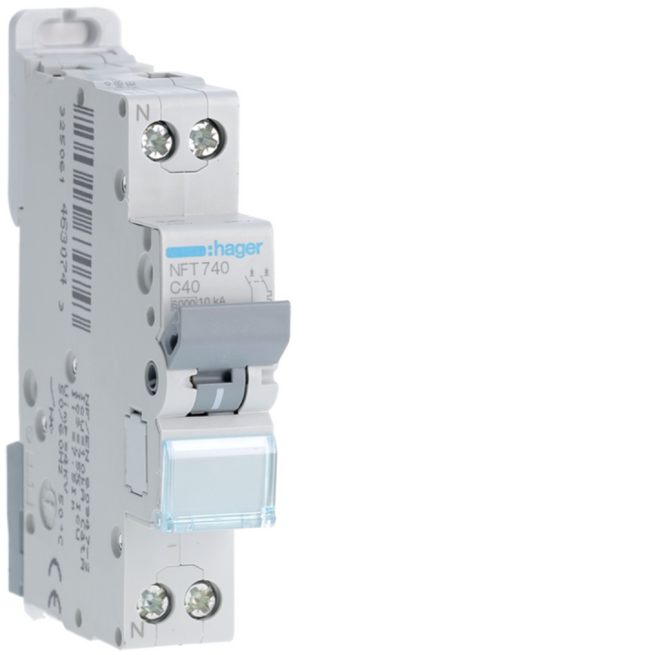 Disjoncteur 1P+N 6-10Ka Courbe C - 40A 1 Module