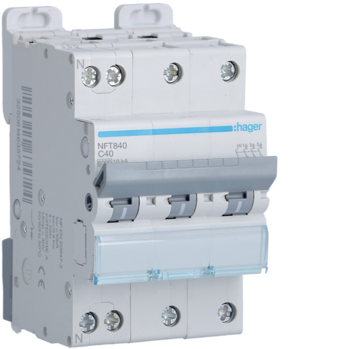 Disjoncteur 3P+N 6-10Ka Courbe C - 40A 3 Module