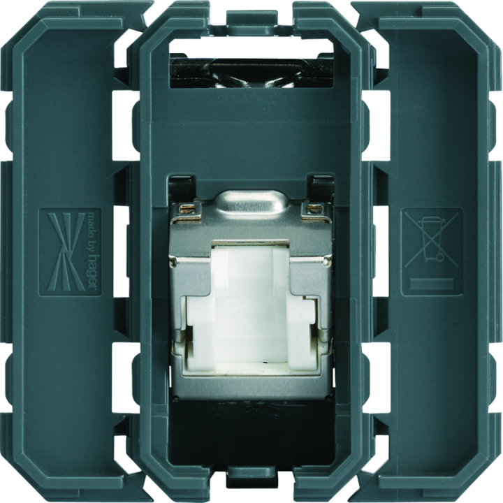 Prise Gallery RJ45 cat.6 STP 2 modules incliné a 45°