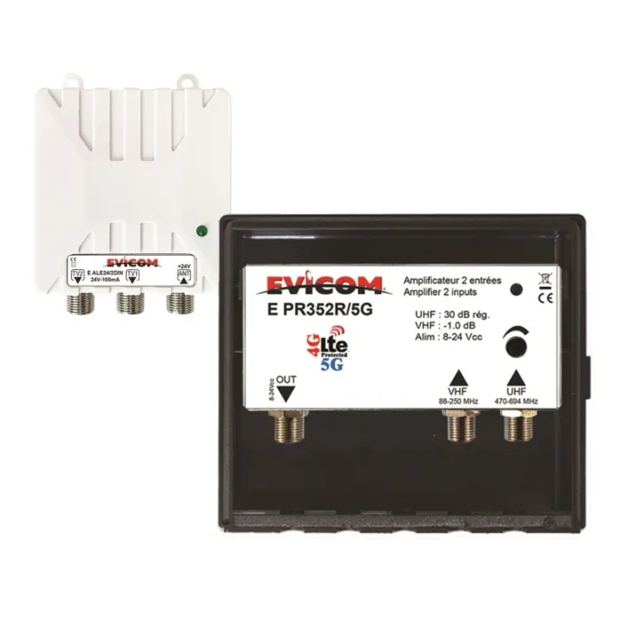 Kit Préamplificateur 30 Db + Couplage Vhf + Alimentation 24 Vcc 2 Sorties