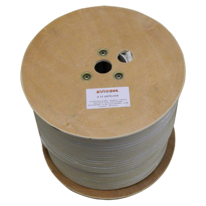 Câble de transfert PVC blanc 10.3 mm classe A  en touret de 250 m