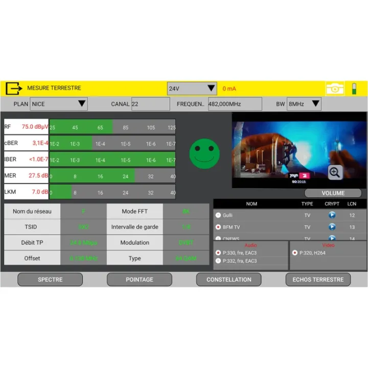 Mesureur De Champs Numerique Hd Terrestre Et Satellite (Ecran 9'' Tactile)