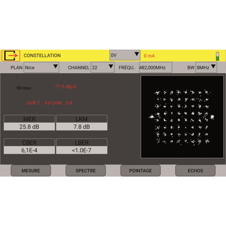 Mesureur de champs NUMERIQUE HD terrestre et satellite (Ecran 5'' tactile)