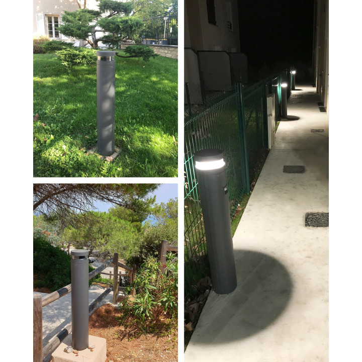 Borne De Jardin Cyclo Sensor 24W 2100Lm 3000K Ip65 Anthracite