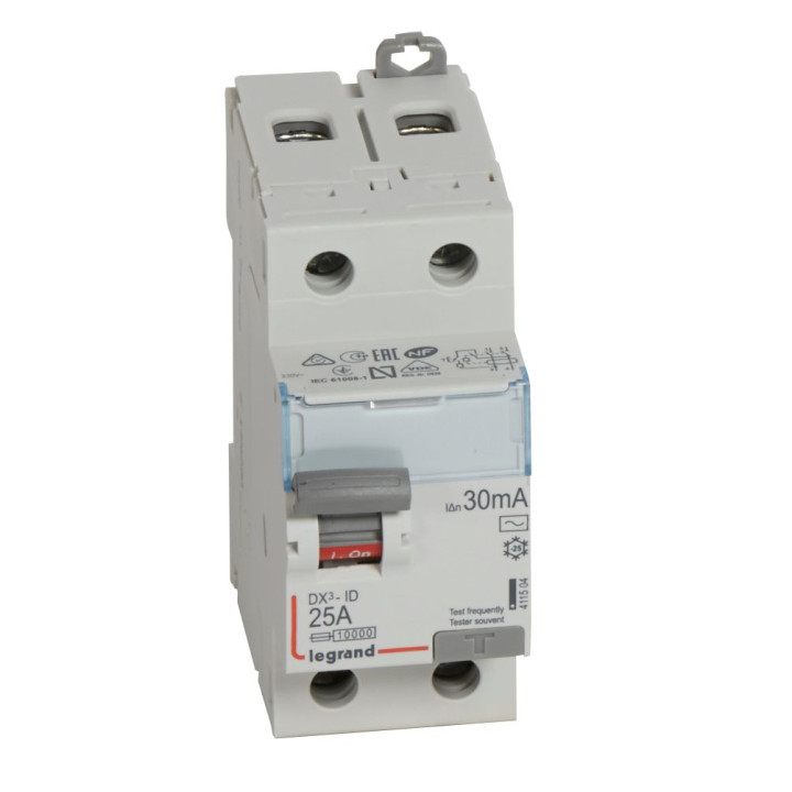 Interrupteur Différentiel Dx³-Id Haut/Bas Vis - 2P 230V~ 25A Typeac 30Ma - 2 Mod