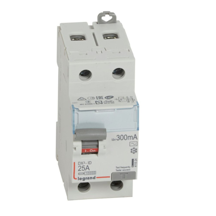 Interrupteur Différentiel Dx³-Id Haut/Bas Vis - 2P 230V~ 25A Typeac 300Ma -2 Mod