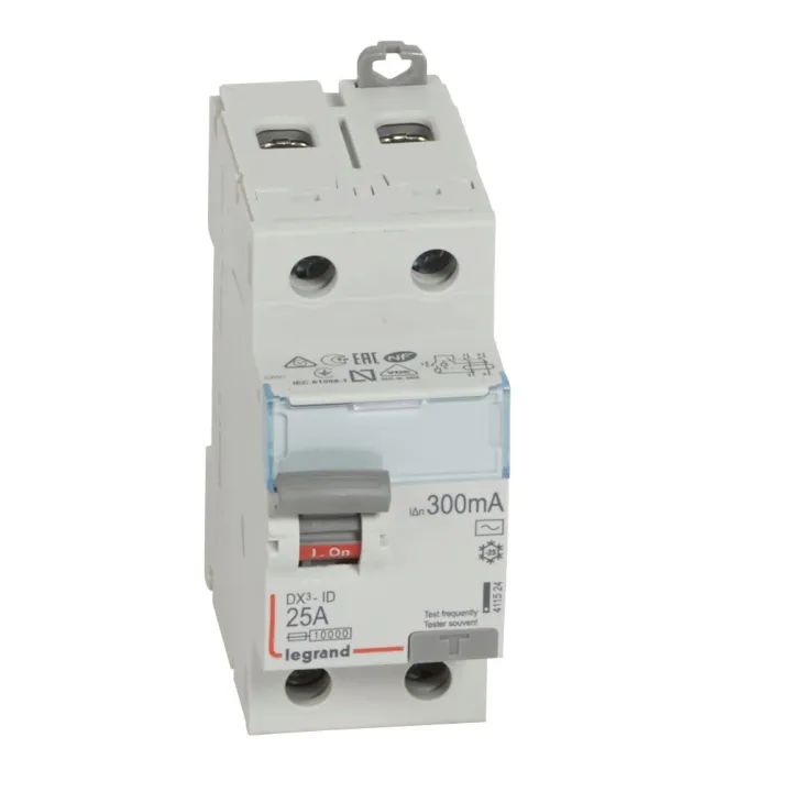 Interrupteur Différentiel Dx³-Id Haut/Bas Vis - 2P 230V~ 25A Typeac 300Ma -2 Mod