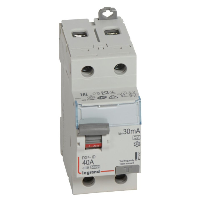 Interrupteur Différentiel Dx³-Id Haut/Bas Vis - 2P 230V~ 40A Typea 30Ma - 2 Mod