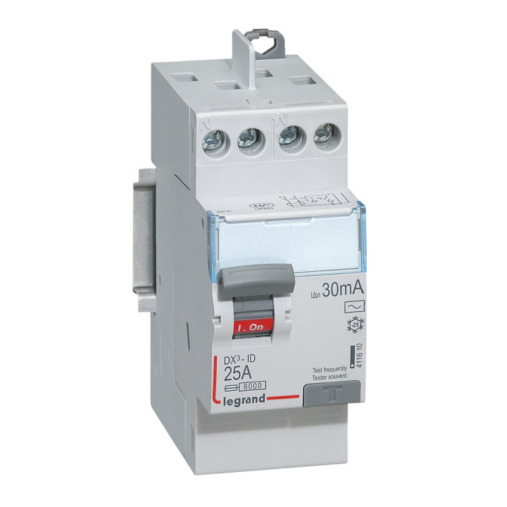 Interrupteur Différentiel Dx³-Id Haut/Haut Vis - 2P 230V~ 25A Typeac 30Ma -2 Mod