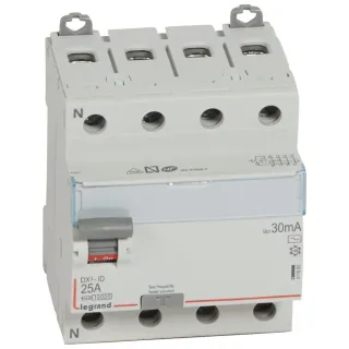 Interrupteur Différentiel Dx³-Id Haut/Bas Vis - 4P 400V~ 25A Typeac 30Ma - 4 Mod