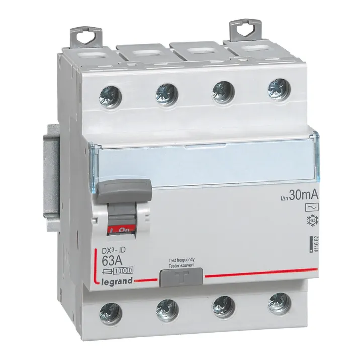 Interrupteur Différentiel Dx³-Id Haut/Bas Vis - 4P 400V~ 63A Typeac 30Ma - 4 Mod