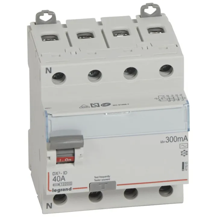 Interrupteur Différentiel Dx³-Id Haut/Bas Vis - 4P 400V~ 40A Typeac 300Ma -4 Mod