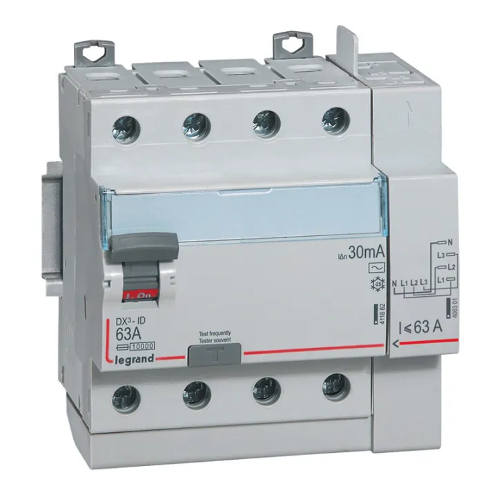 Interrupteur Différentiel Dx³-Id Haut Vis/Haut Auto 4P 400V~ 63A Ac 30Ma - 5 Mod