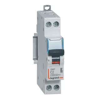 Disjoncteur Dnx³ 4500 - Vis/Vis - U+N 230V~ 2A - 4,5Ka - Courbe C - 1 Module