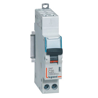 Disjoncteur Dnx³ 4500 - Auto/Vis - U+N 230V~ 20A - 6Ka - Courbe C - 1 Module