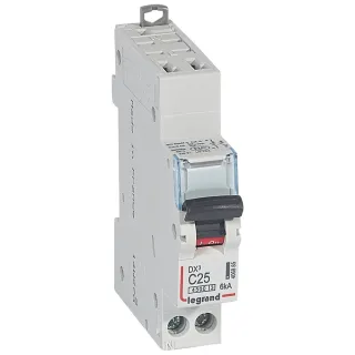 Disjoncteur Dx³ 1P+N À Gauche 25A 4500A/6Ka Bornes Auto