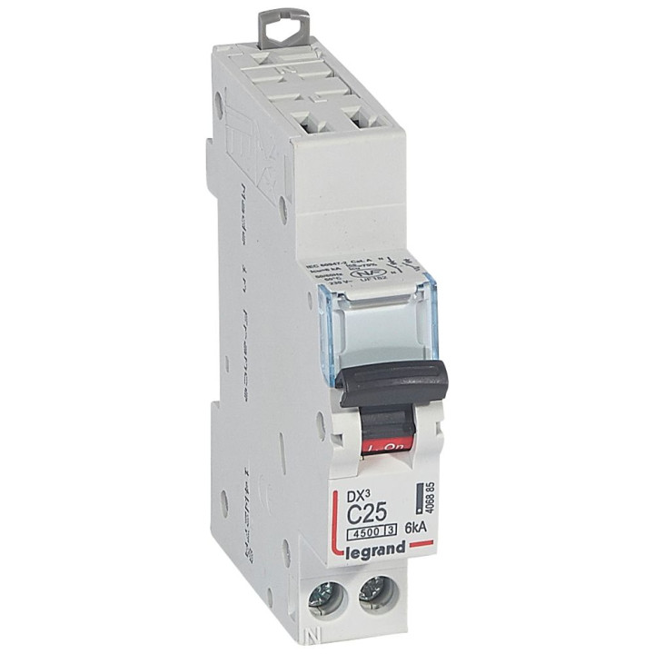 Disjoncteur Dx³ 1P+N À Gauche 25A 4500A/6Ka Bornes Auto