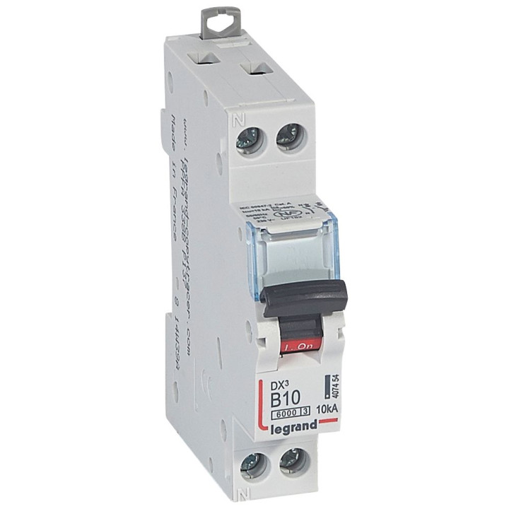 Disjoncteur Dx³6000 10Ka Arrivée Haute/Départ Bas À Vis U+N 230V~ 10A Courbe B -1 Mod