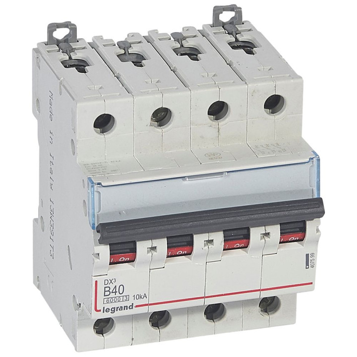 Disjoncteur Dx³6000 10Ka Arrivée Haute/Départ Bas Vis 4P 40A Courbe B - 4 Mod